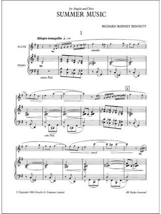 Summer Music - Richard Rodney Bennett - Partition - Flûte traversière