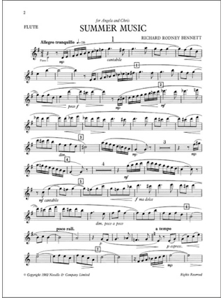Summer Music - Richard Rodney Bennett - Partition - Flûte traversière