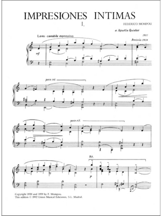 Impressions Intimes - Federico Mompou - Partition - Piano