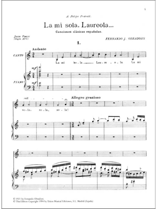 Canciones Clasicas Espanolas Volume 1 - Fernando Obradors - Partition