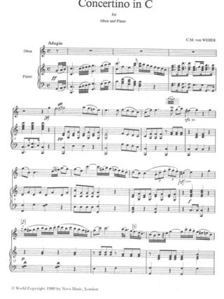 Concertino in C - Oboe piano - Carl Maria von Weber - Partition