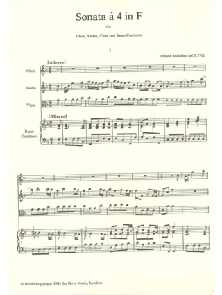 Sonata a 4 in F - Oboe violin viola violoncelle Bc