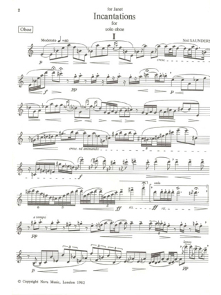 Incantations - Neil Saunders - Partition - Hautbois