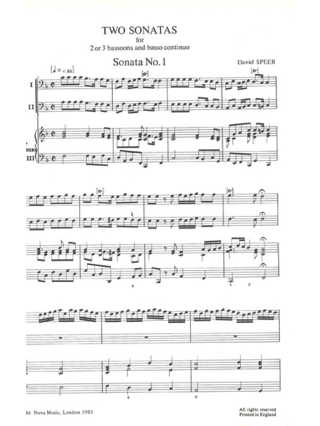 2 Sonatas - 3 Bassoons BC - Daniel Speer - Partition - Quatuors
