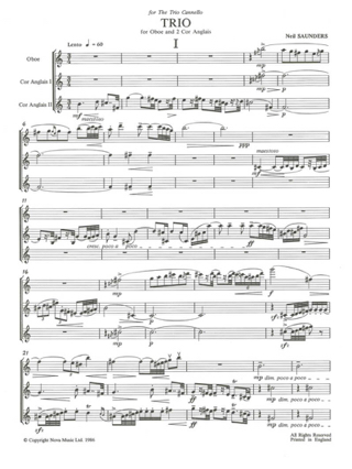 Trio - Oboe 2 Cor anglais - Score + Parts - Neil Saunders - Partition