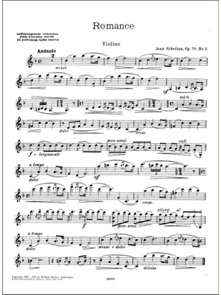 Romance op. 78 n° 2 - SIBELIUS - Partition - Violon