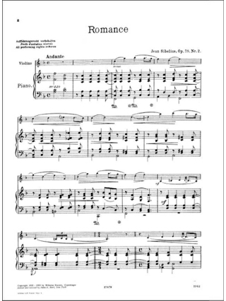Romance op. 78 n° 2 - SIBELIUS - Partition - Violon