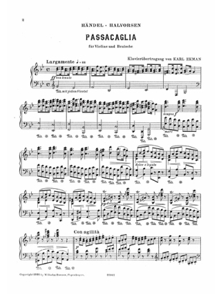 Passacaglia - HAENDEL / HALVORSEN - Partition - Piano