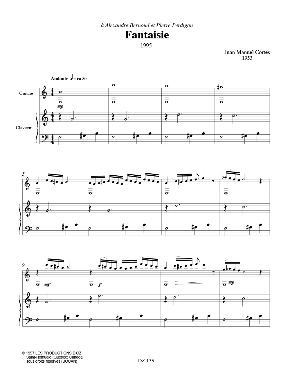 Fantaisie - Juan Manuel Cortés - Partition - Guitare