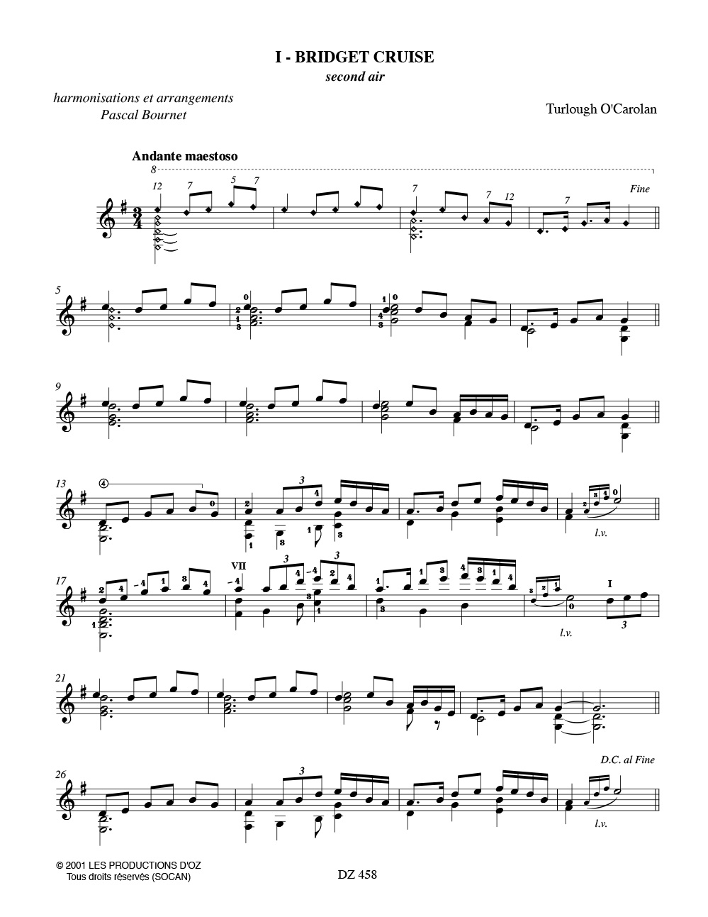 O' Carolan's Compositions - Turlough O'Carolan - Partition - Guitare