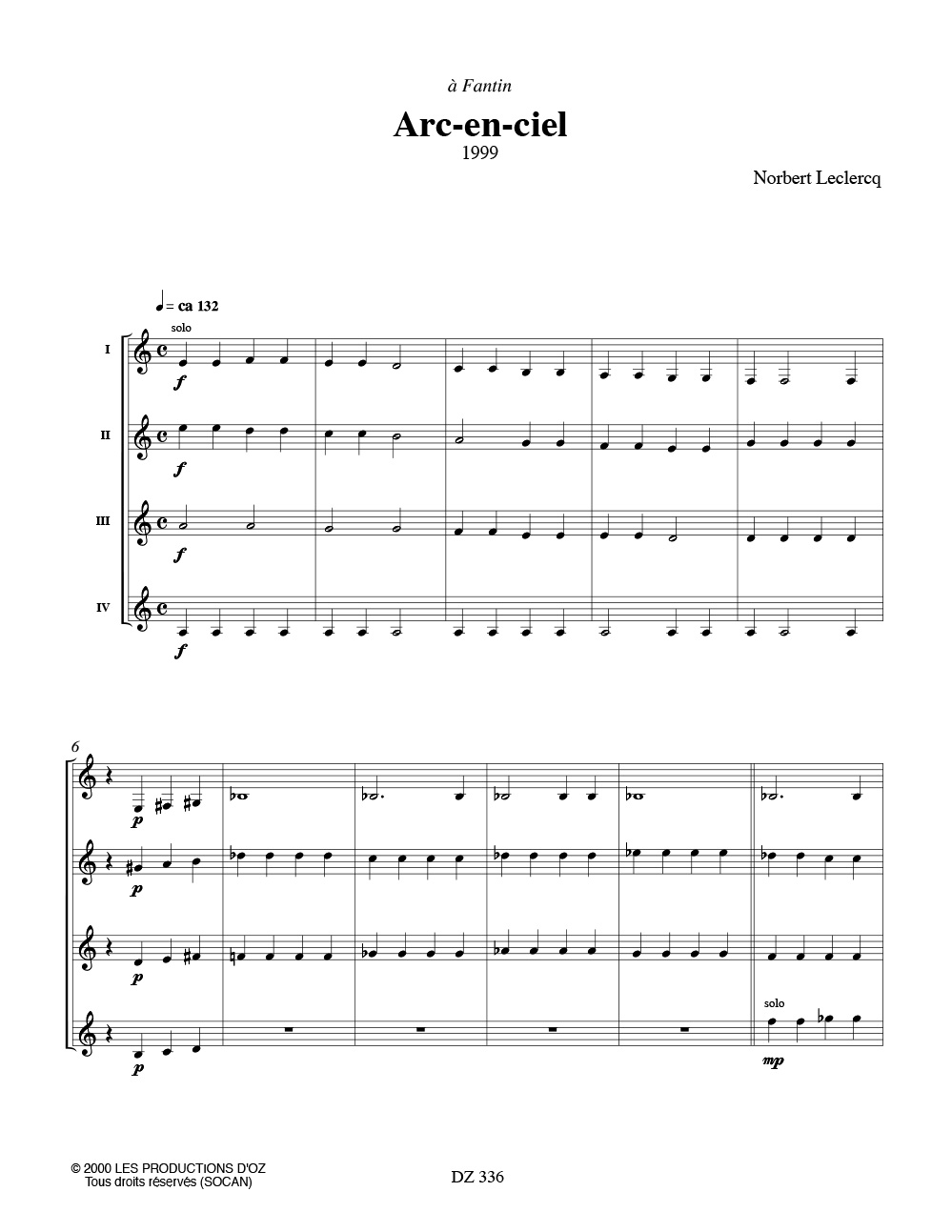 Arc En Ciel - 4 Guitares - Norbert Leclercq - Partition - Guitare