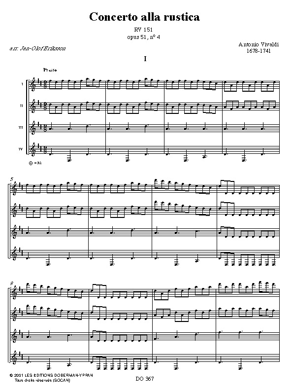 Concerto Alla Rustica - 4 guitares - VIVALDI - Partition