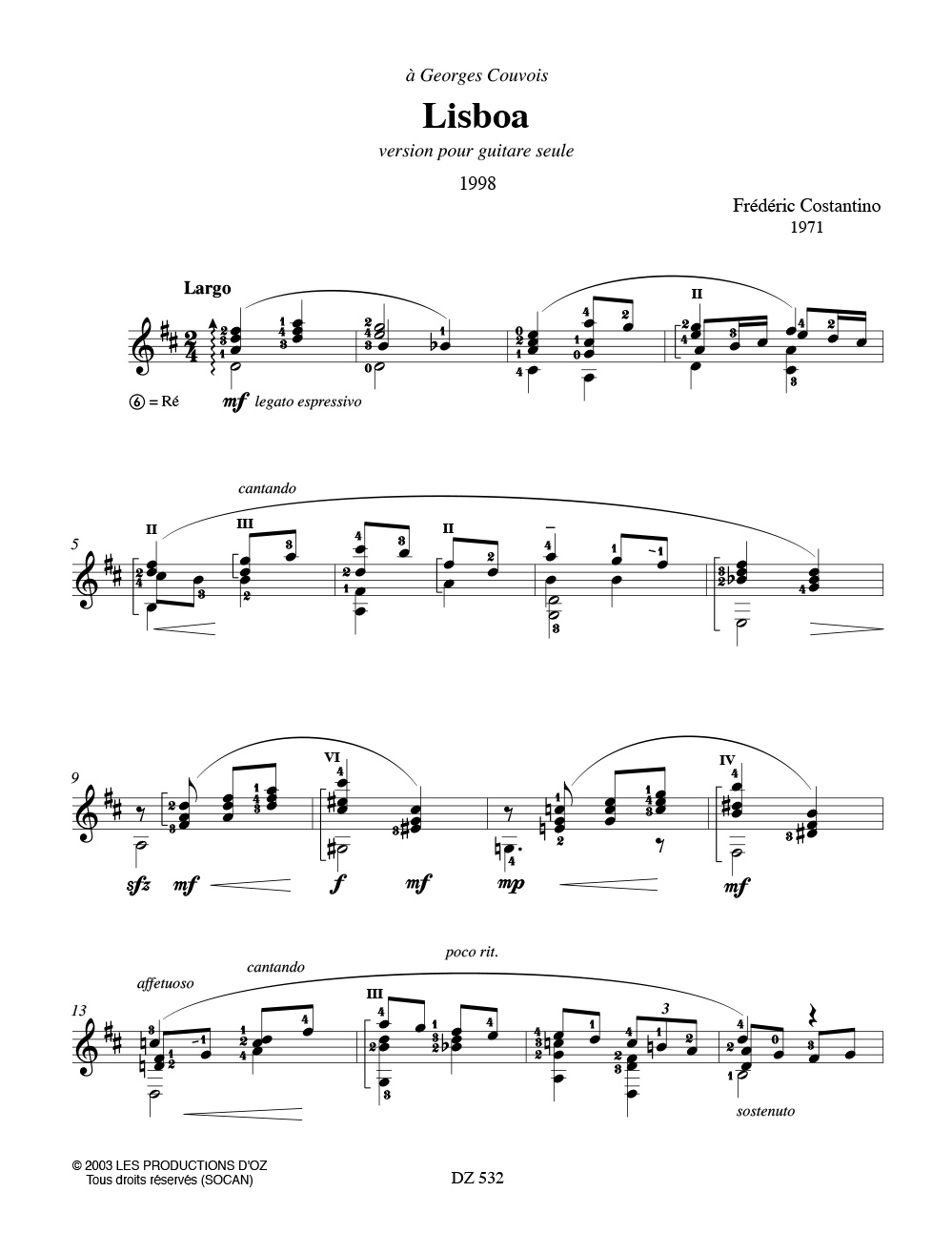 Lisboa Sèvres-Babylone - Frédéric Costantino - Partition