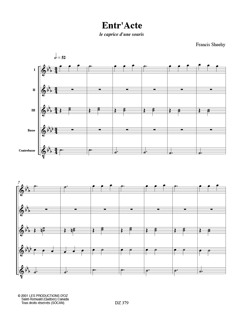 Entr'acte - Francis Sheehy - Partition