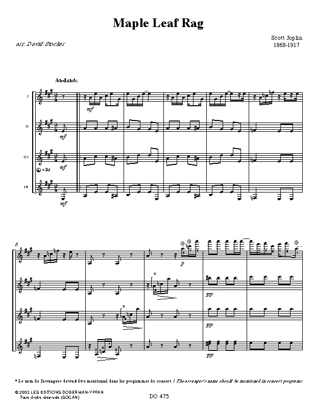 Maple Leaf Rag The Cascades - JOPLIN - Partition - Guitare