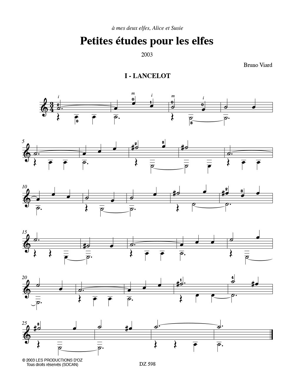 Petites Etudes pour les Elfes - Bruno Viard - Partition - Guitare