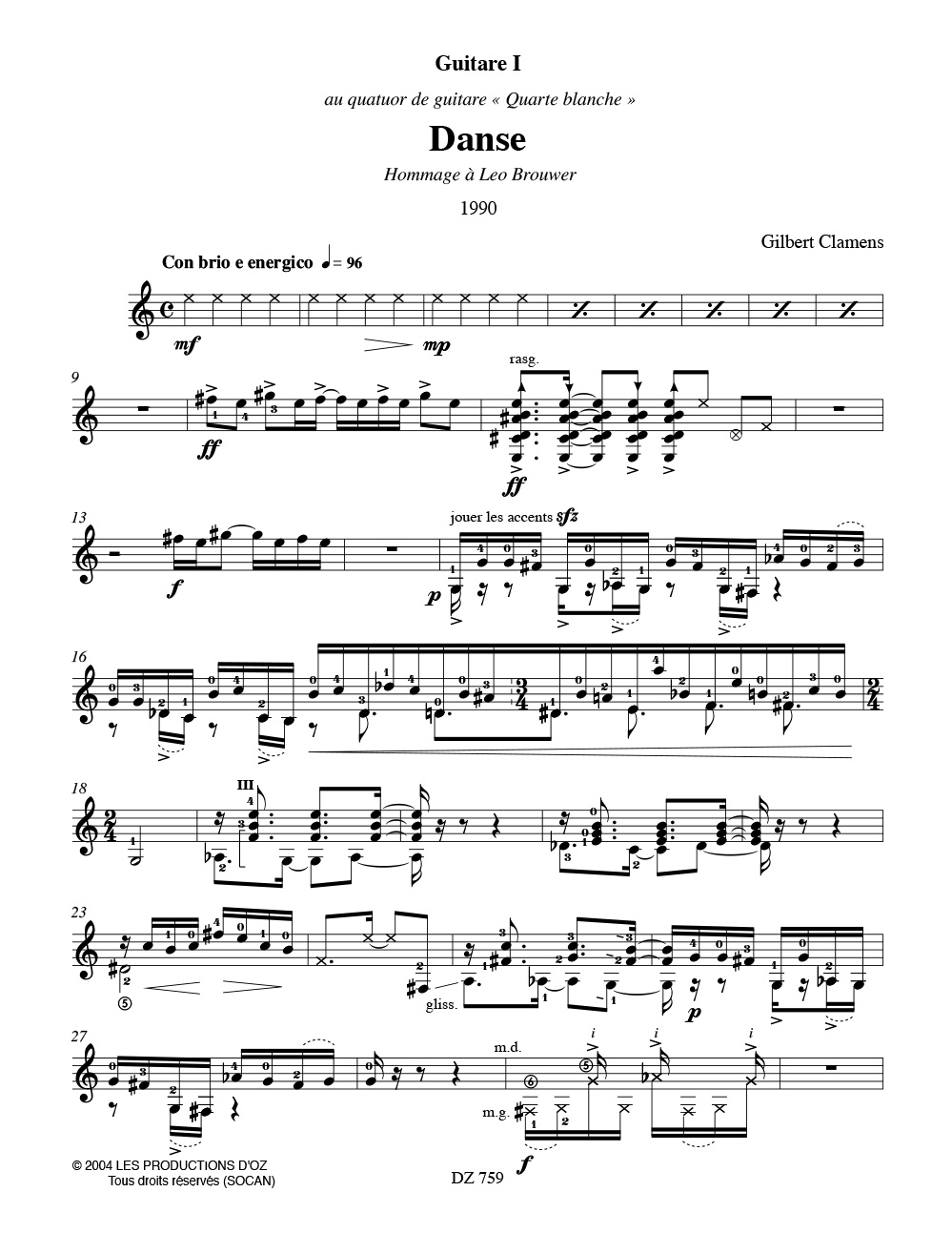 Danse - Gilbert Clamens - Partition - Guitare