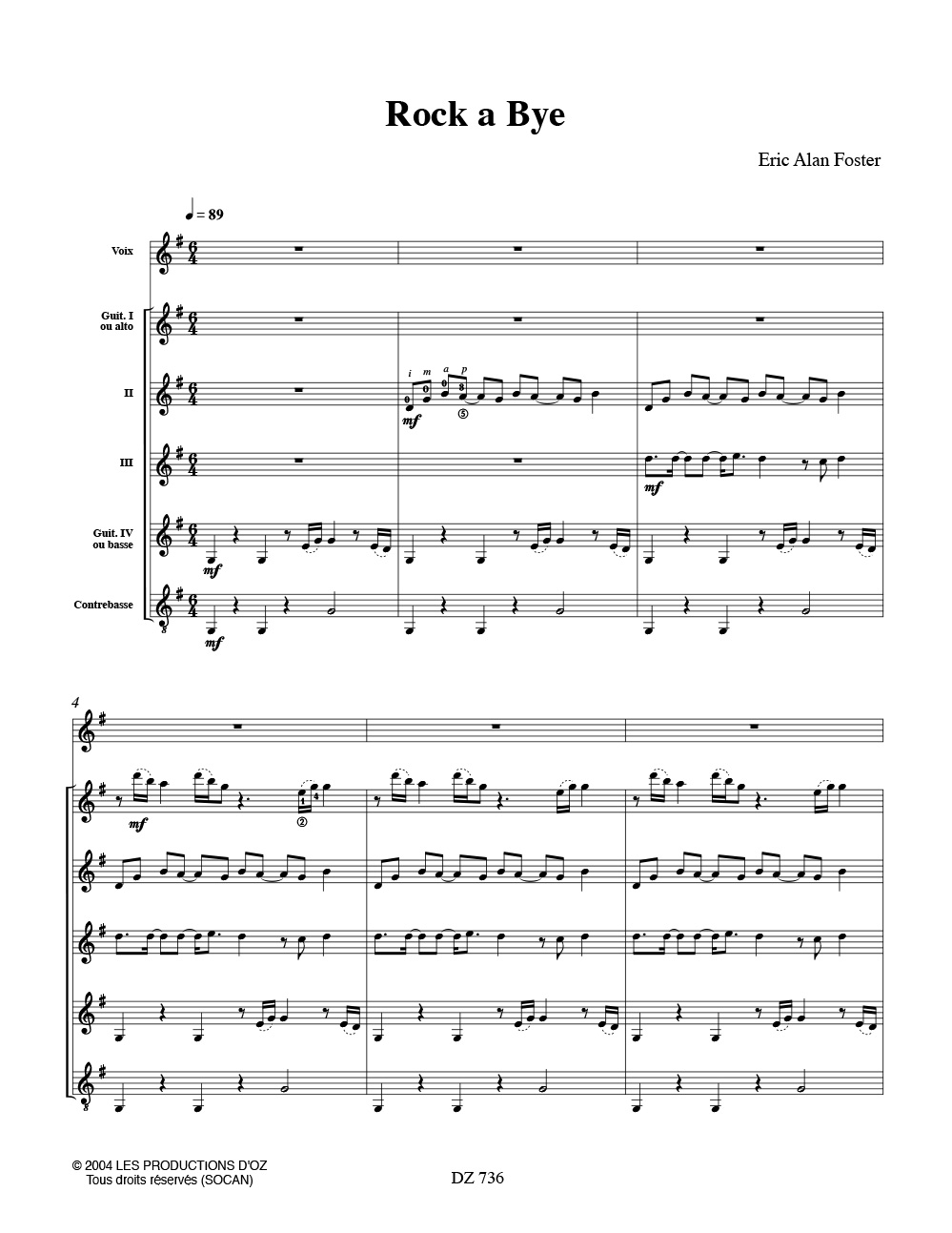 rock a bye - Eric Alan Foster - Partition