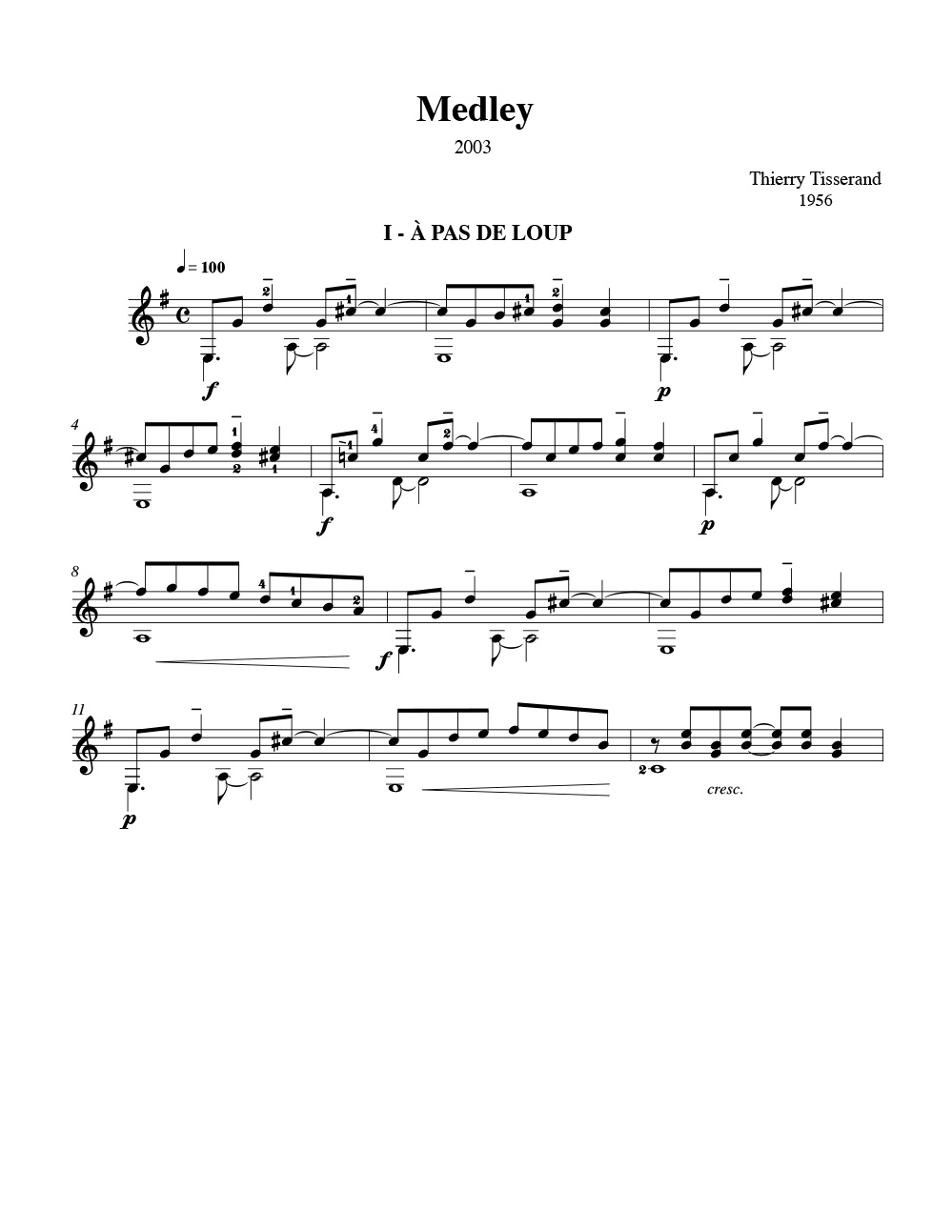 Medley - TISSERAND - Partition - Guitare