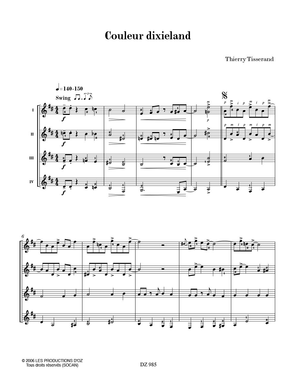 Couleur Dixieland - TISSERAND - Partition - Guitare