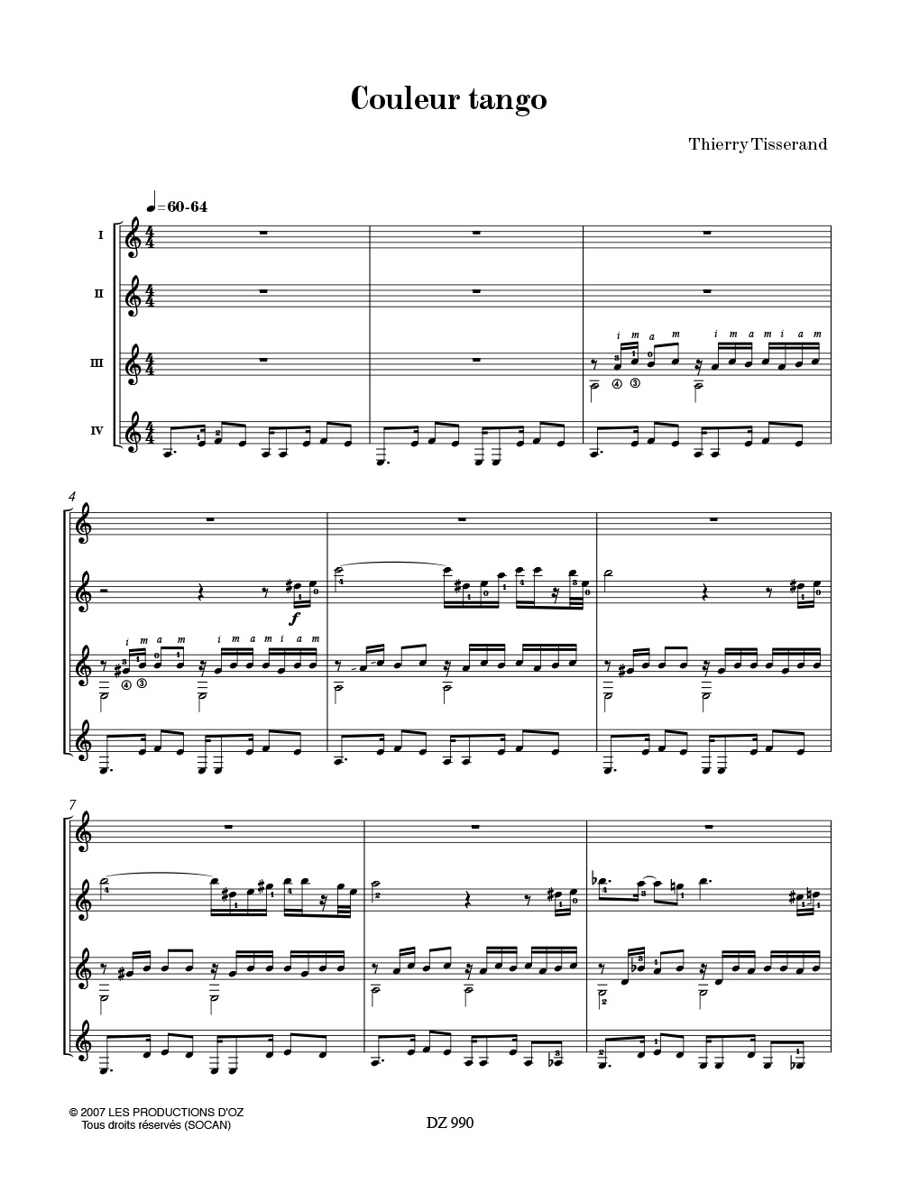 Couleur Tango - TISSERAND - Partition - Guitare