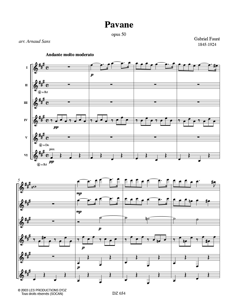 Pavane - FAURÉ - Partition
