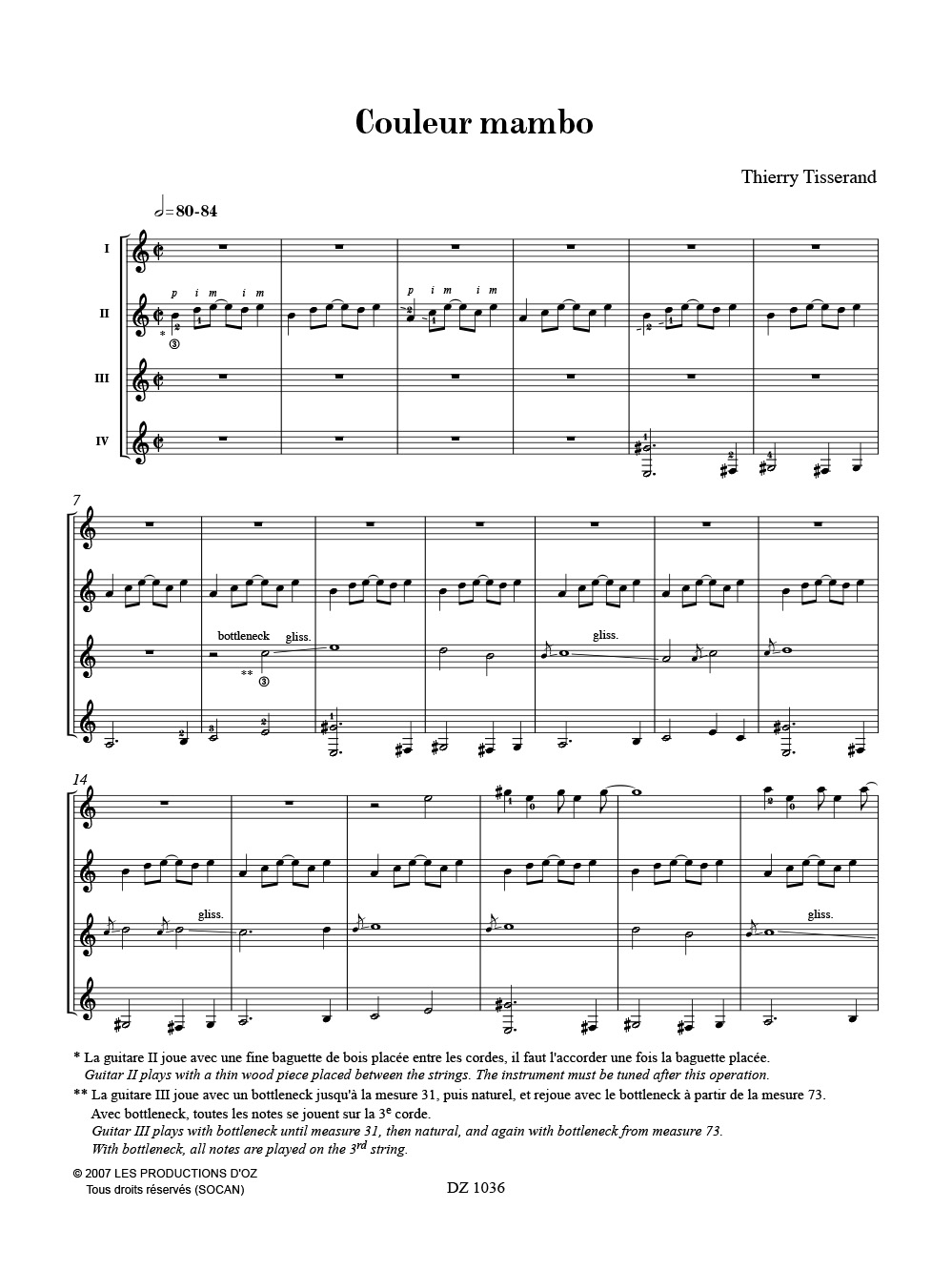 Couleur Mambo - TISSERAND - Partition - Guitare