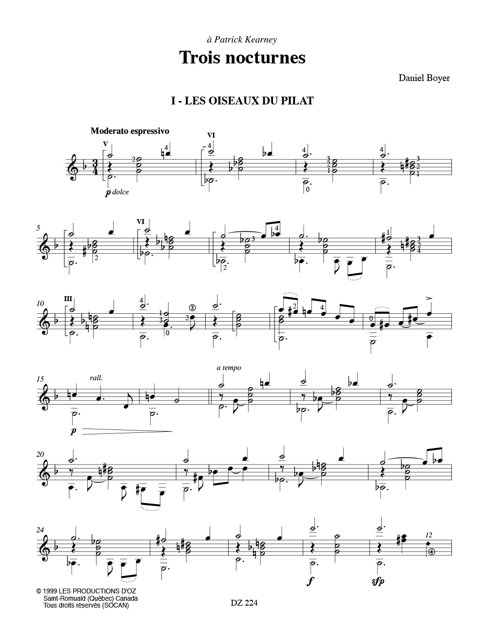 Trois Nocturnes - Daniel Boyer - Partition