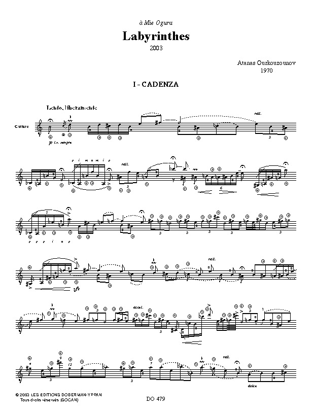 Labyrinthes - Atanas Ourkouzounov - Partition