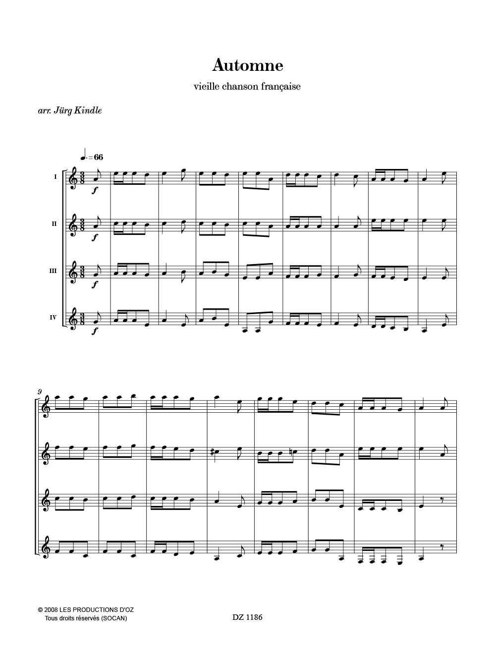 Automne - Jurg Kindle - Partition - Guitare