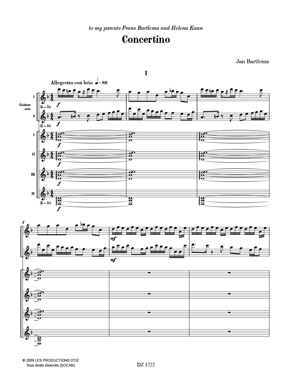 Concertino - Jan Bartlema - Partition - Guitare