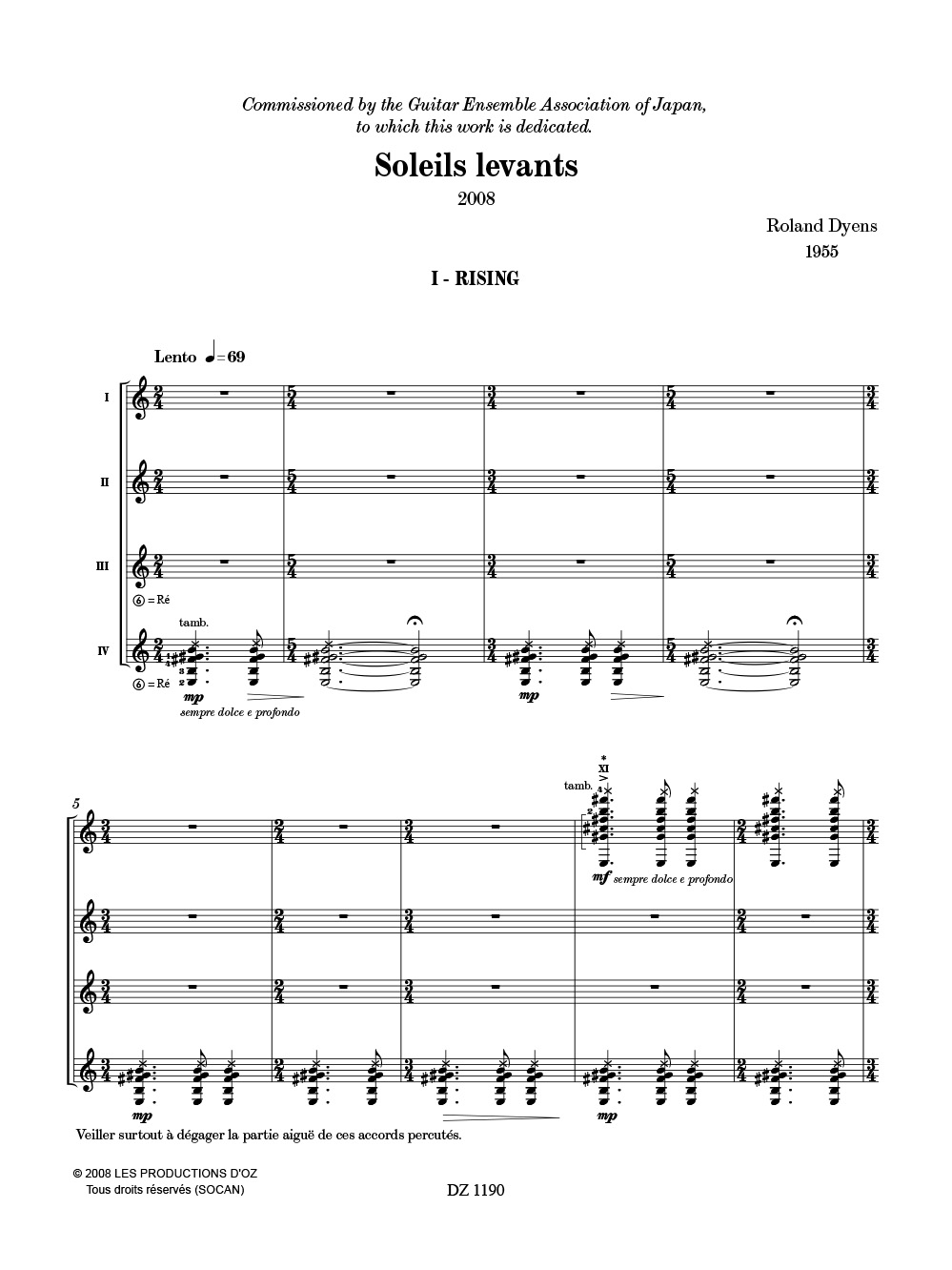 Soleils Levants - Roland Dyens - Partition
