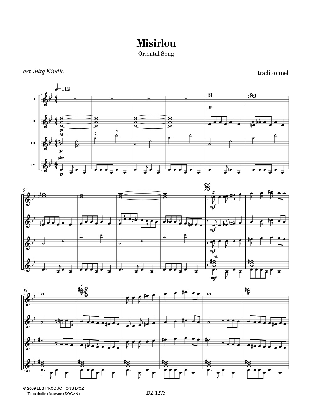 Musique Facile pour 4 Guitares : Grèce - Traditionnel - Partition