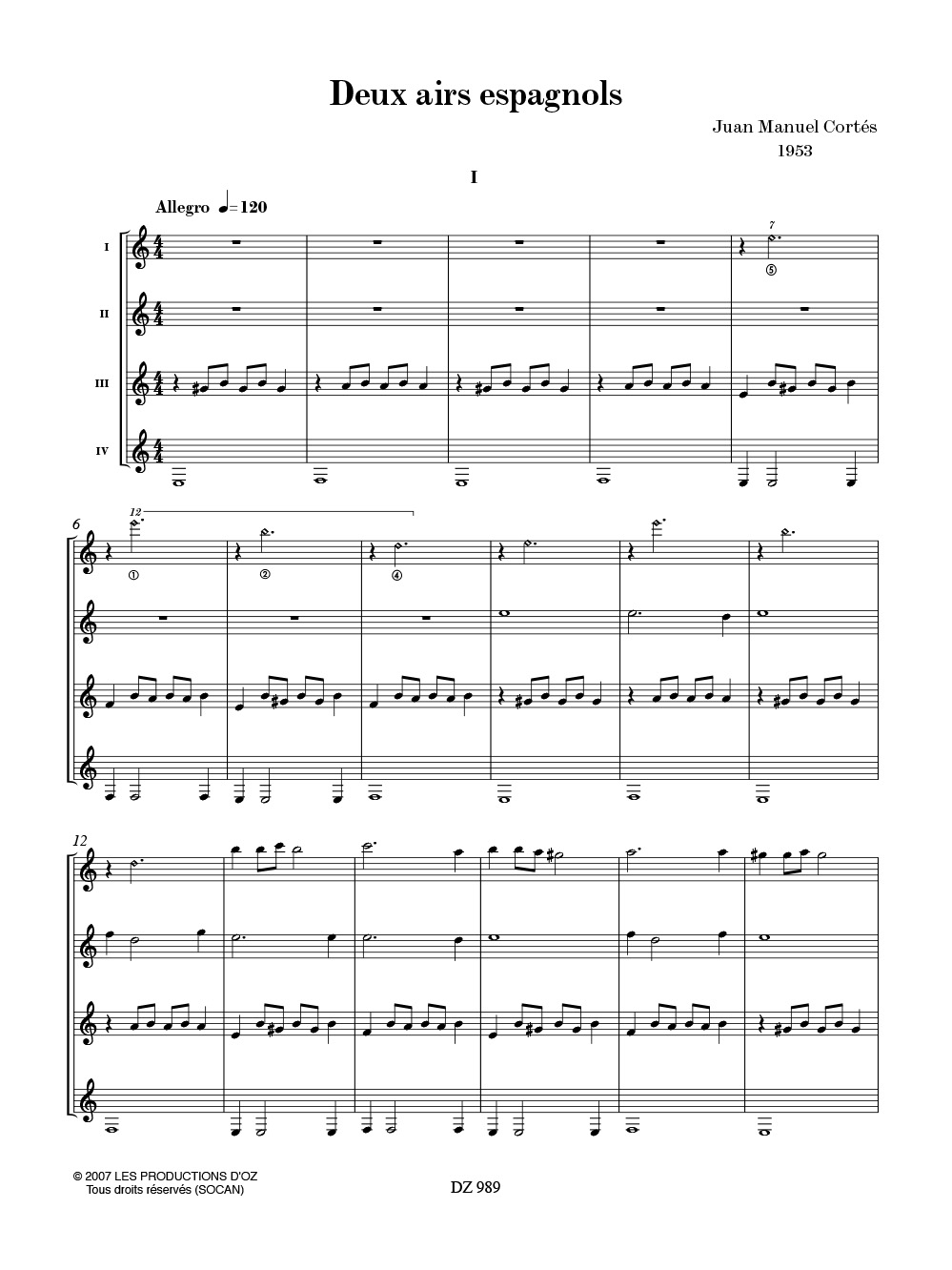 Deux Airs Espagnols - Juan Manuel Cortés - Partition - Guitare