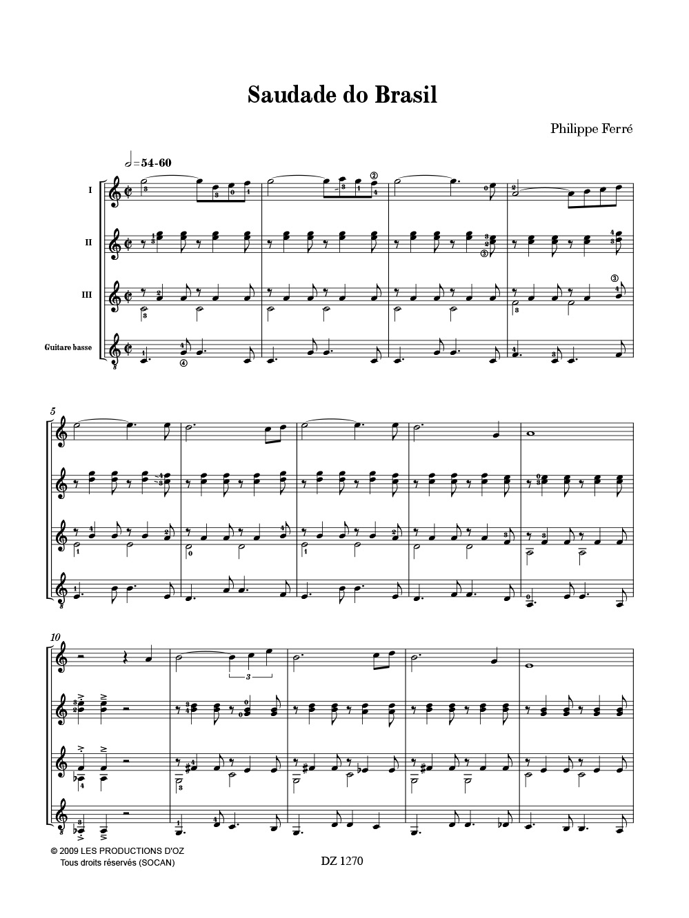 Saudade Do Brasil - Philippe Ferré - Partition - Guitare
