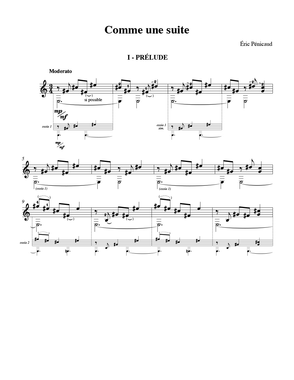 Comme une Suite - Eric Pénicaud - Partition