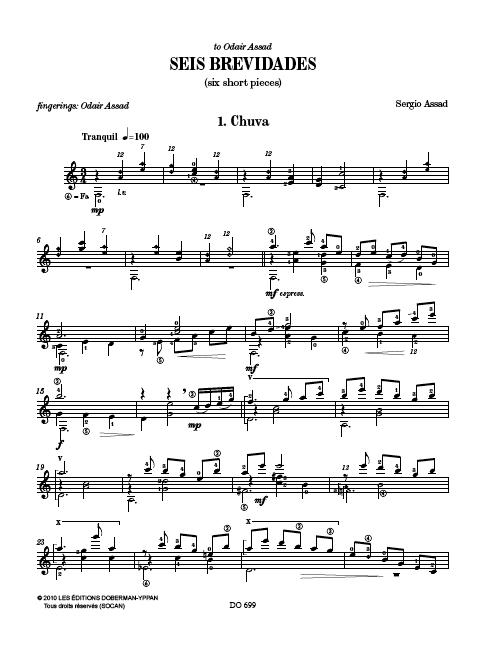 Seis Brevidades - Sergio Assad - Partition - Guitare