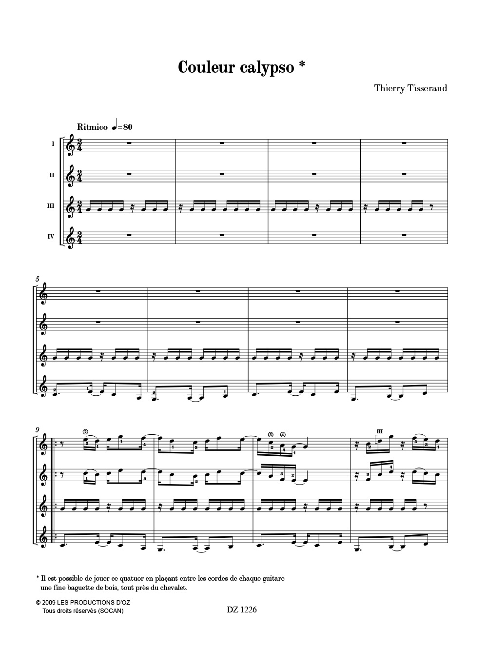 Couleur Calypso - TISSERAND - Partition - Guitare