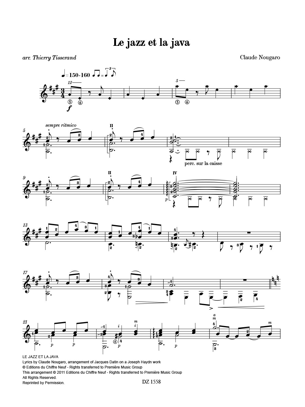 Le Jazz et la Java - Claude Nougaro - Partition - Guitare