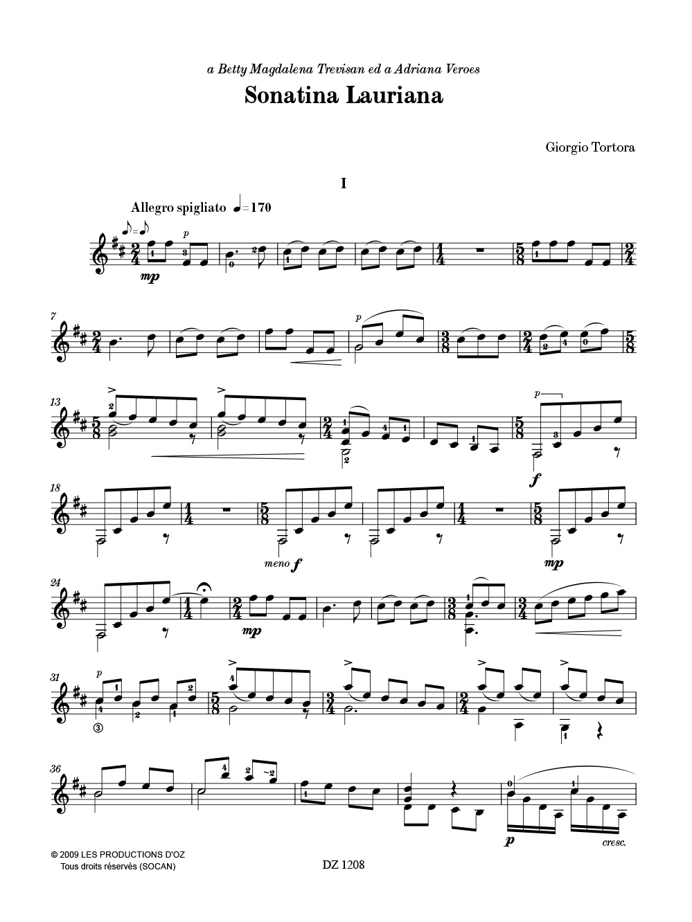 Sonatina Lauriana - Giorgio Tortora - Partition - Guitare