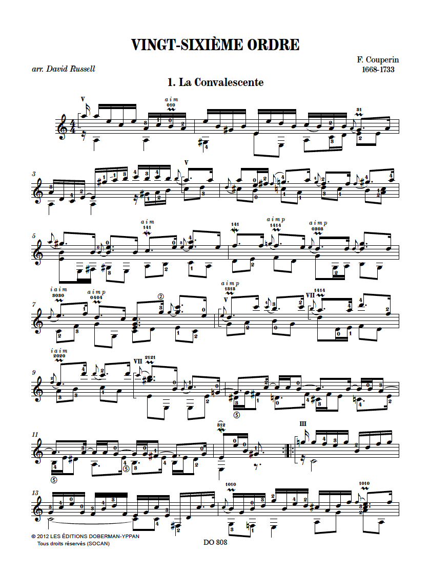 Vingt-sixième ordre - COUPERIN - Partition - Guitare