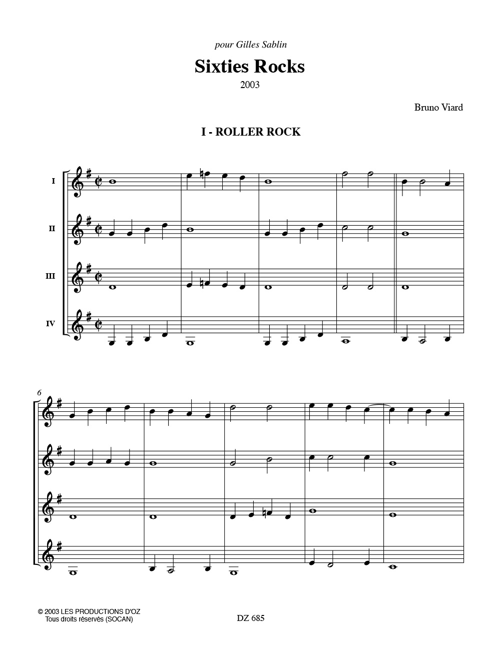 Sixties Rocks - Bruno Viard - Partition