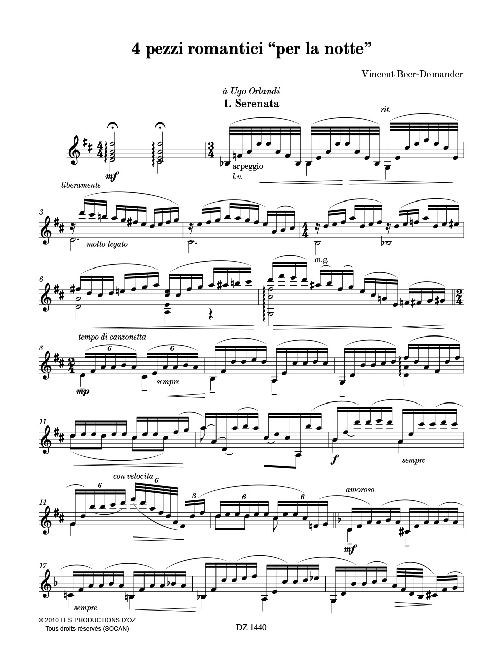 4 Pezzi romantici - Vincent Beer-Demander - Partition