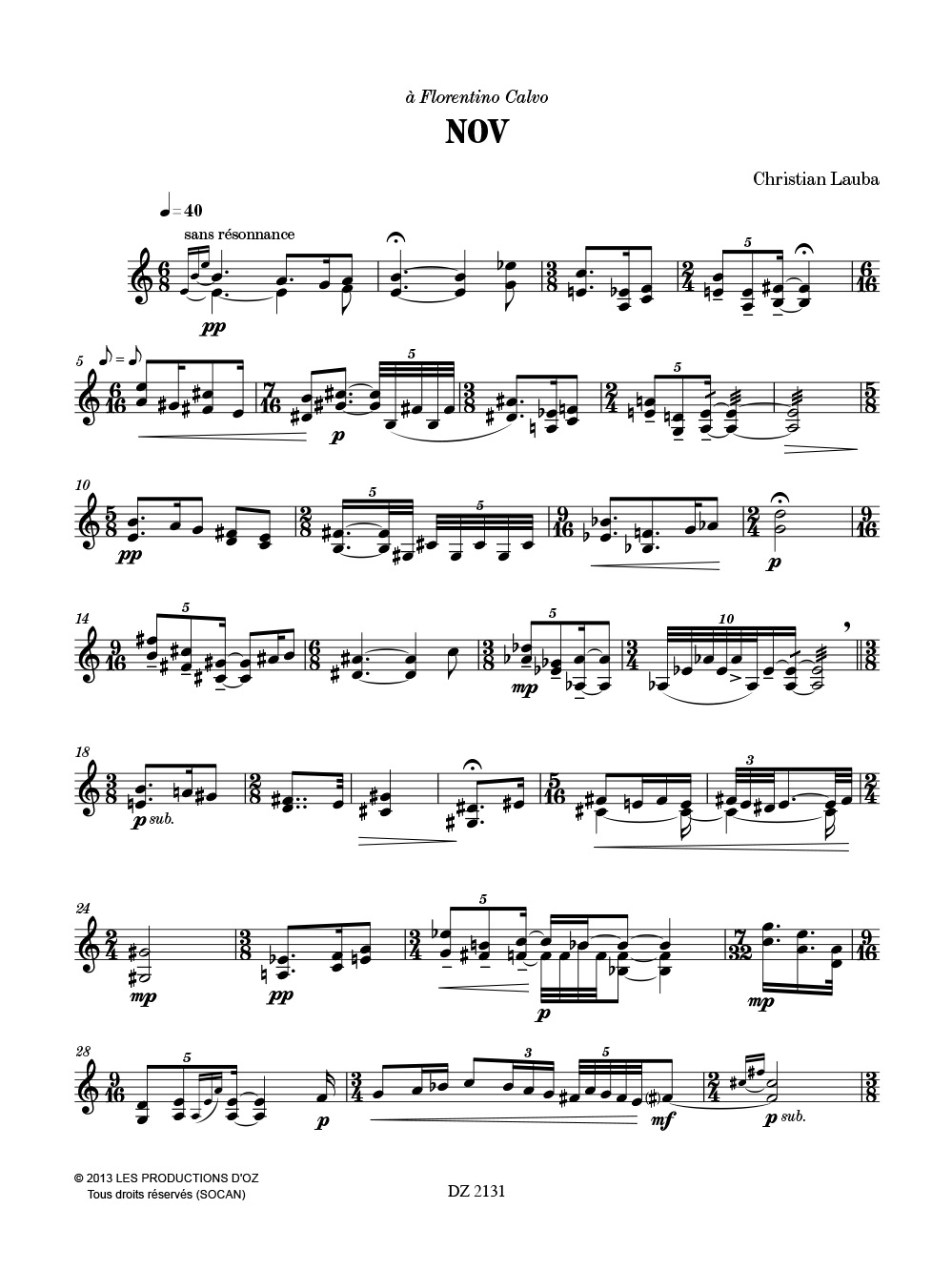 NOV - Christian Lauba - Partition
