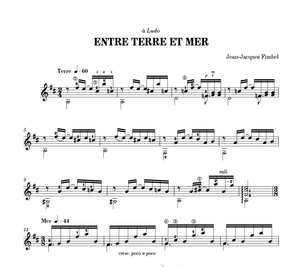 Entre Terre et Mer - Jean-Jacques Fimbel - Partition - Guitare