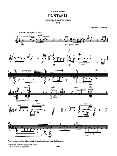 Fantasia - Guitare seule - Dusan Bogdanovic - Partition - Guitare