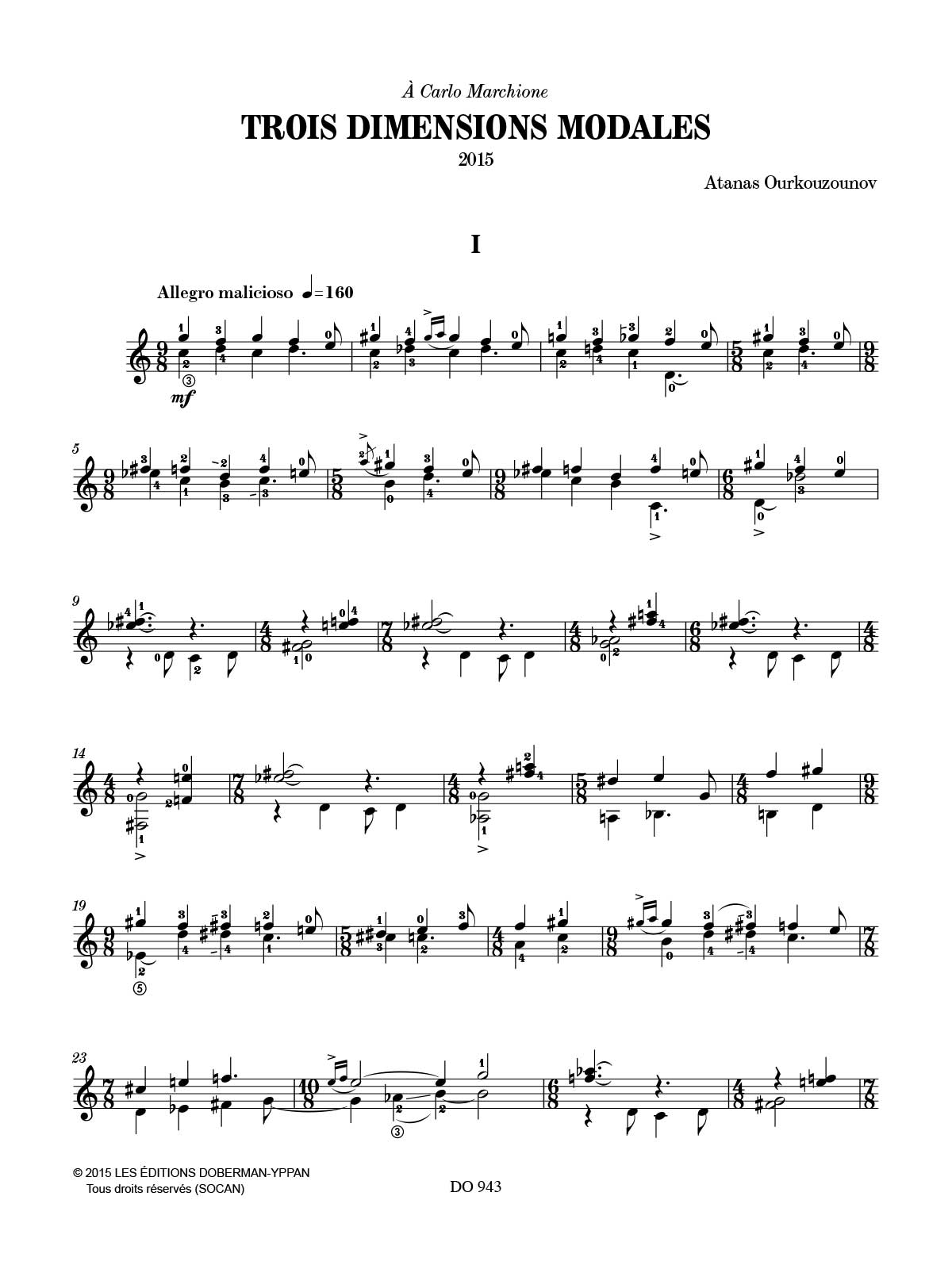 3 Dimensions modales - Atanas Ourkouzounov - Partition - Guitare