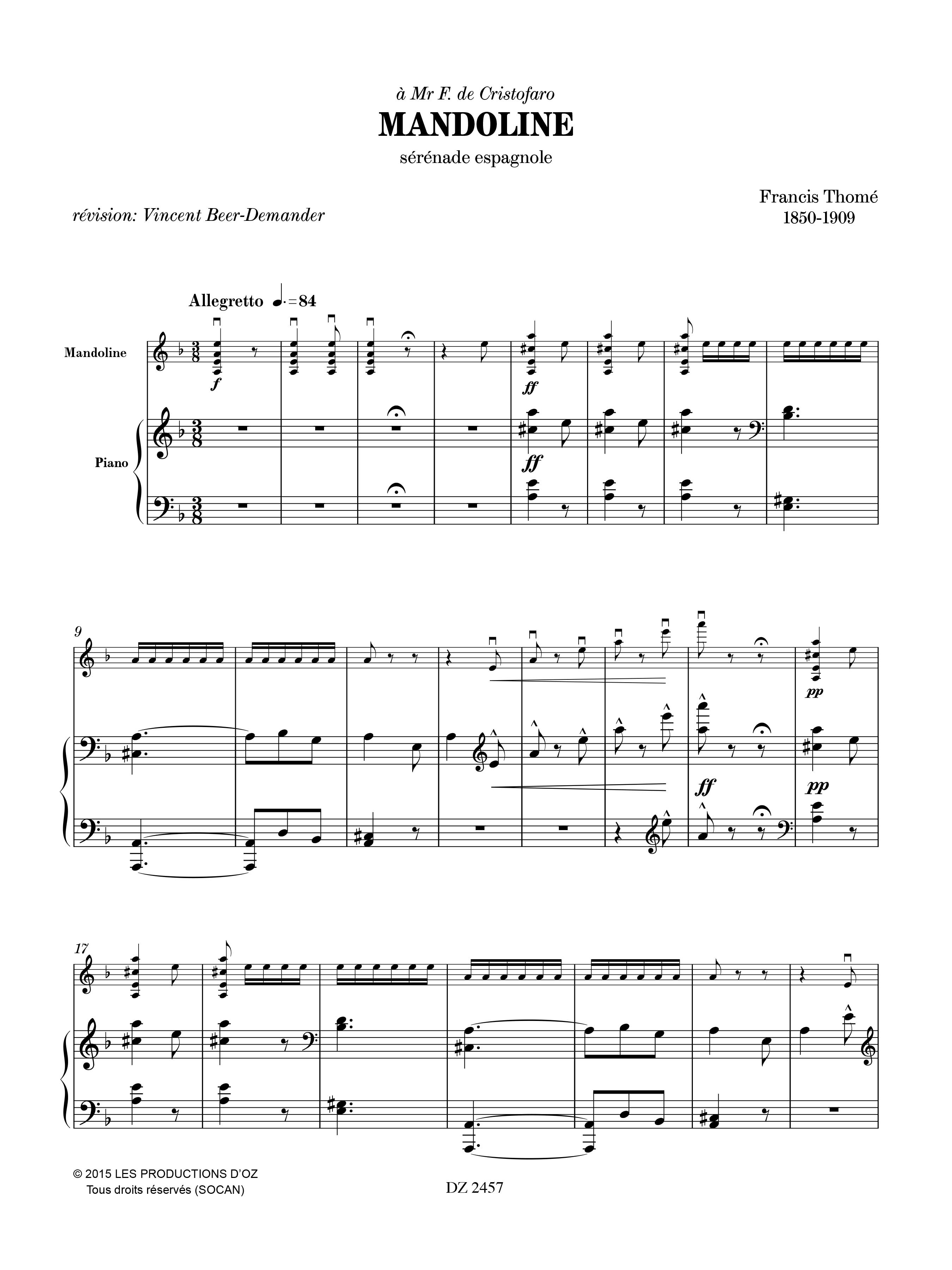 6 Pièces de salon - Francis Thomé - Partition - Mandoline
