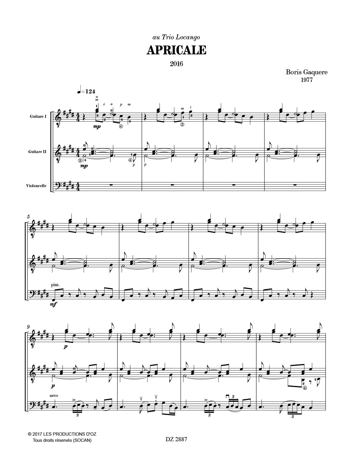 Apricale - Boris Gaquère - Partition - Trios