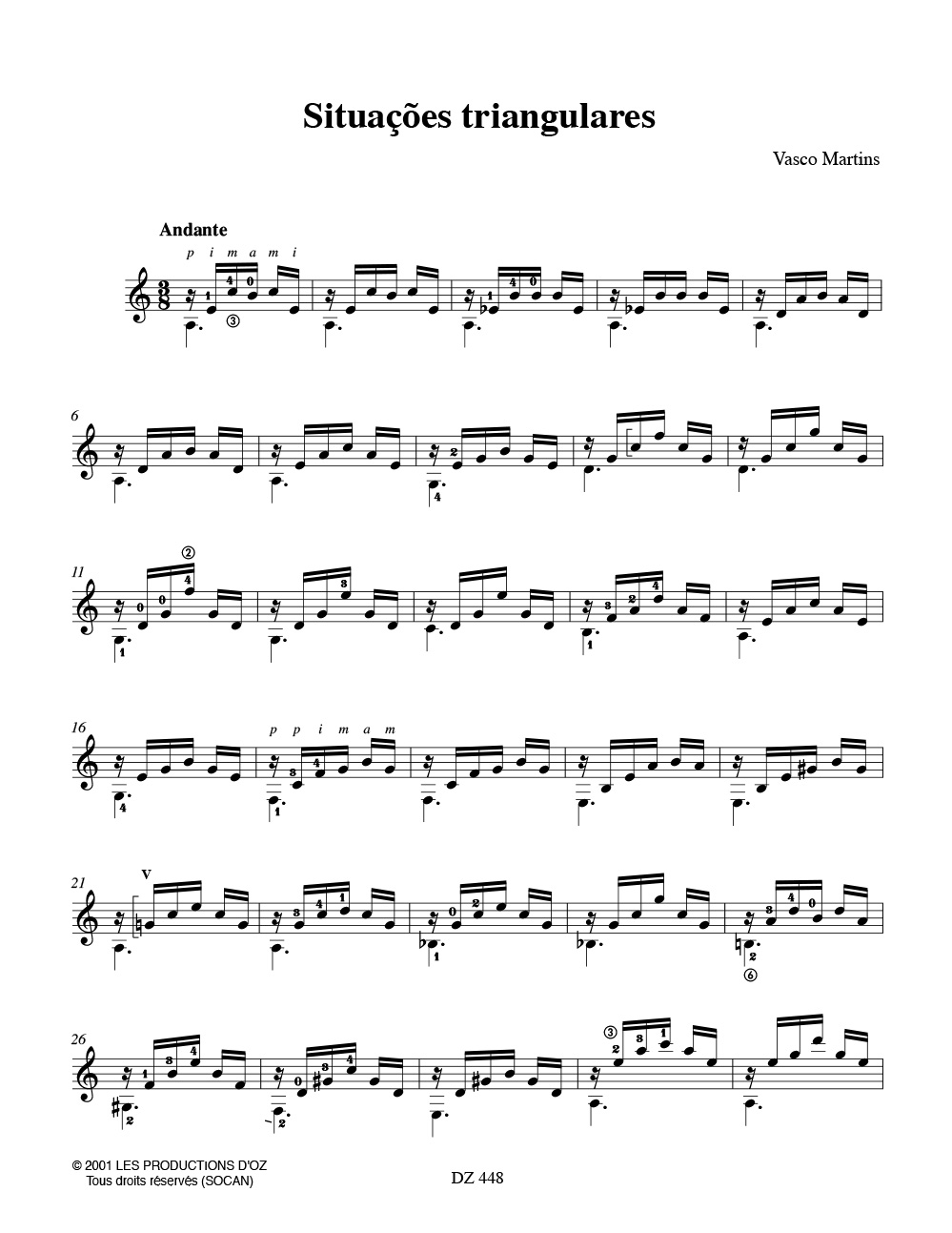 Situaçoes Triangulares - Vasco Martins - Partition - Guitare